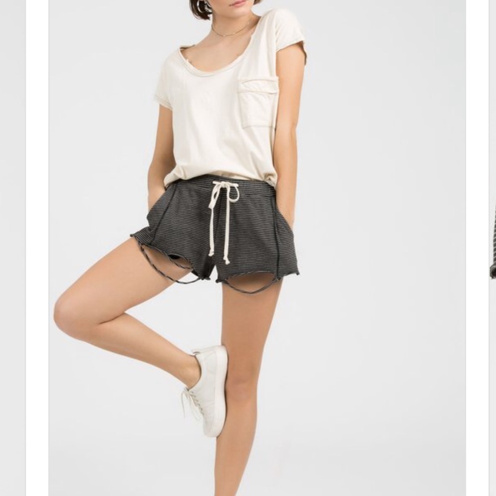 Charcoal distressed Cut up drawstring Shorts - Picture 5 of 8